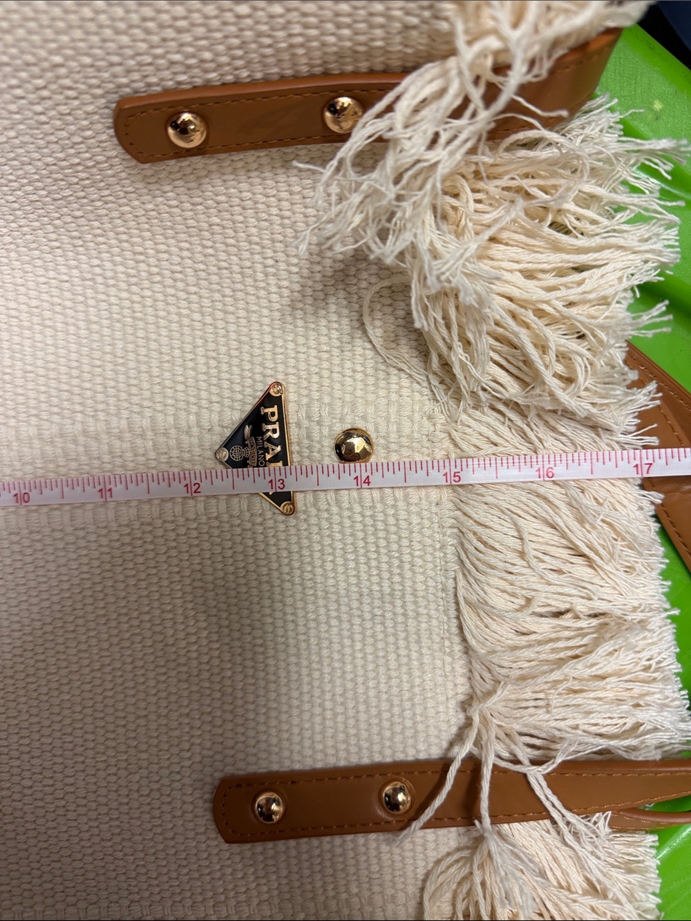 Prada Cream Tote with Fringe Accents - Picture 11 of 13